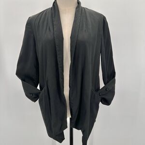 Hatch Maternity Blazer Open Front Black Jacket Shawl Collar Sz 1 Small Pockets